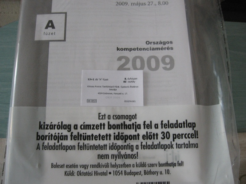 Országos kompetencia mérés – 2009.05.27